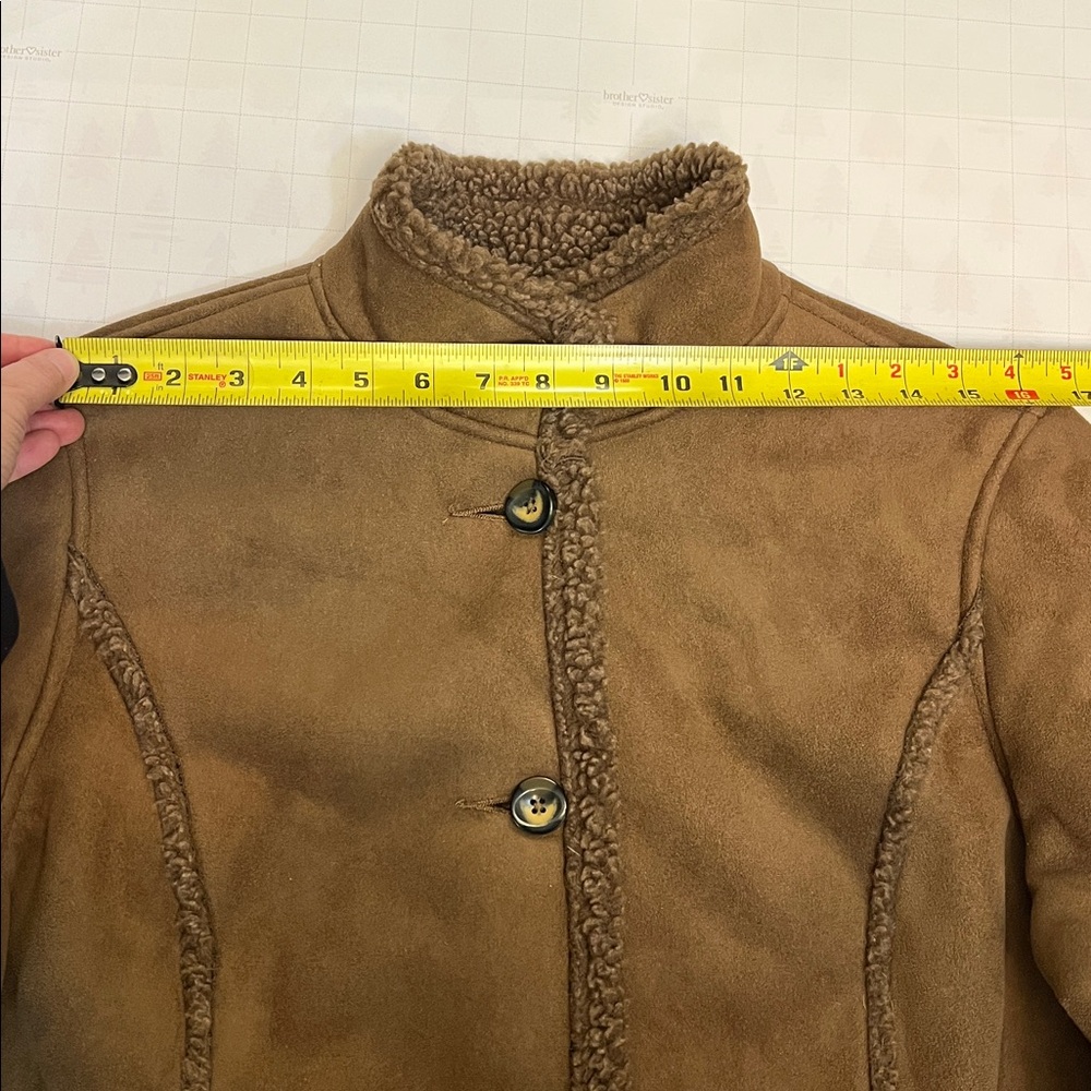 L.L. BEAN VINTAGE BROWN SHEARLING TEDDY MIDI LENGTH BUTTON FRONT COAT M - Picture 14 of 16
